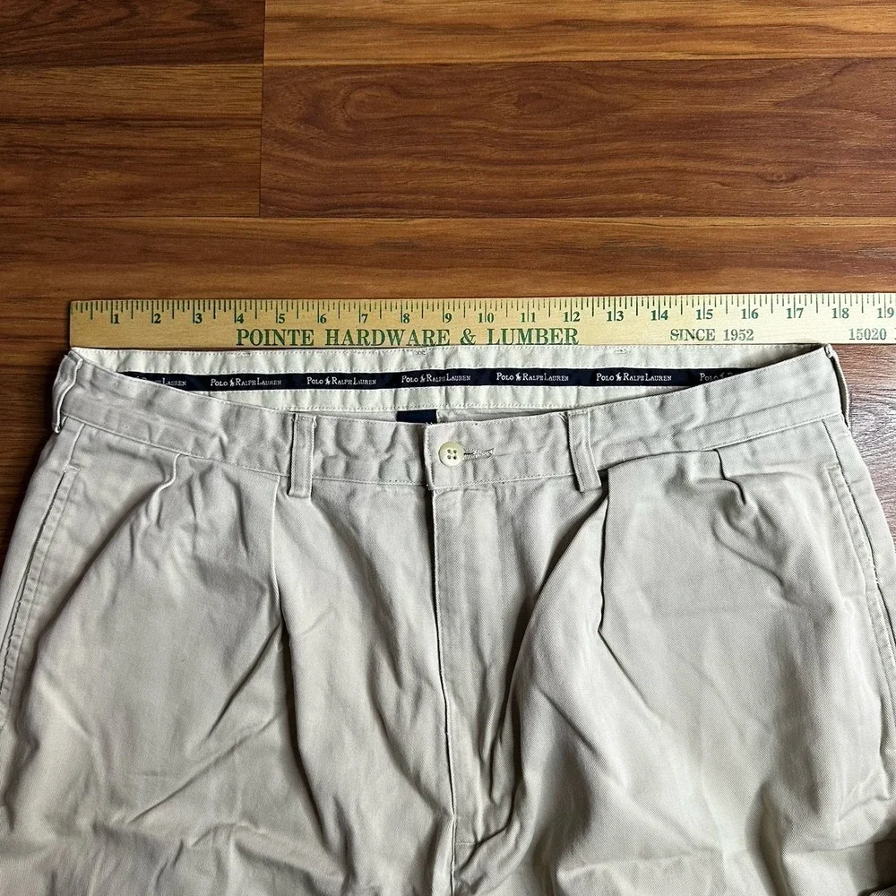 Vintage 90s Polo Ralph Lauren Andrew Pant Men 36x30 Khaki Pleated Chino Cotton